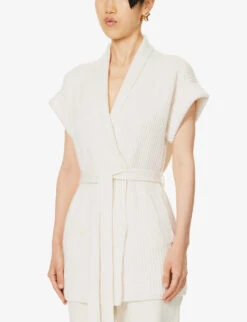 Juniper Ribbed Recycled Cashmere Knitted Vest -Whistlkes Style R04181281 IVORY ALT02