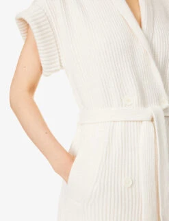 Juniper Ribbed Recycled Cashmere Knitted Vest -Whistlkes Style R04181281 IVORY ALT04