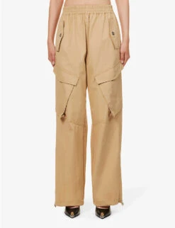Dion Lee Wide-leg Mid-rise Cotton Cargo Trousers -Whistlkes Style R04181853 DUNE ALT02