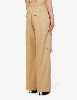 Dion Lee Wide-leg Mid-rise Cotton Cargo Trousers -Whistlkes Style R04181853 DUNE ALT03