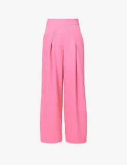 ME AND EM Pressed-pleat Wide-leg High-rise Stretch-woven Trousers
