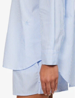 Sadie Striped Cotton Shirt -Whistlkes Style R04183727 DUSTYBLUWHTSTRIPE ALT03