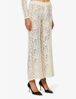 Levanzo Wide-leg Mid-rise Recycled Cotton-blend Knitted Trousers -Whistlkes Style R04183787 IVORY ALT02