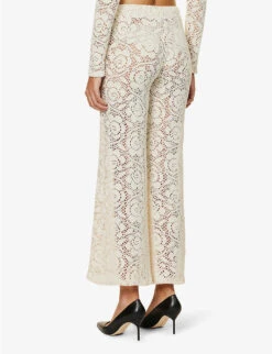 Levanzo Wide-leg Mid-rise Recycled Cotton-blend Knitted Trousers -Whistlkes Style R04183787 IVORY ALT03