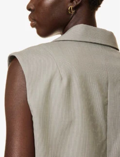 Falsetto V-neck Wool Vest -Whistlkes Style R04183793 CAMBRIDGESTRIPE ALT05