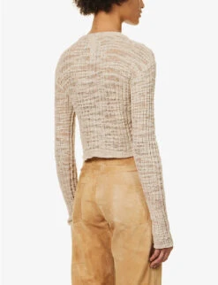 Acne Studios Kiko Semi-sheer Linen-blend Cardigan -Whistlkes Style R04184374 COLDBEIGE ALT03