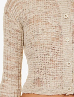 Acne Studios Kiko Semi-sheer Linen-blend Cardigan -Whistlkes Style R04184374 COLDBEIGE ALT04