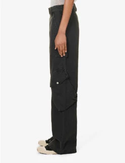 Acne Studios Potina Faded-wash Wide-leg Mid-rise Cotton Trousers -Whistlkes Style R04184379 WASHEDBLACK ALT02