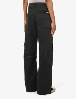 Acne Studios Potina Faded-wash Wide-leg Mid-rise Cotton Trousers -Whistlkes Style R04184379 WASHEDBLACK ALT03