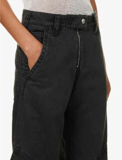 Acne Studios Potina Faded-wash Wide-leg Mid-rise Cotton Trousers -Whistlkes Style R04184379 WASHEDBLACK ALT04