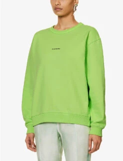 Acne Studios Fierre Logo-print Cotton-jersey Sweatshirt -Whistlkes Style R04185160 FLUOGREEN ALT02