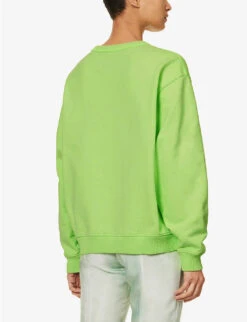 Acne Studios Fierre Logo-print Cotton-jersey Sweatshirt -Whistlkes Style R04185160 FLUOGREEN ALT03