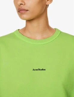 Acne Studios Fierre Logo-print Cotton-jersey Sweatshirt -Whistlkes Style R04185160 FLUOGREEN ALT04