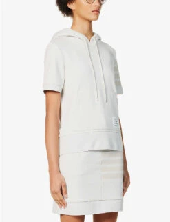 Short-sleeved Logo-print Cotton-jersey Hoody -Whistlkes Style R04185354 NATURALWHITE ALT02