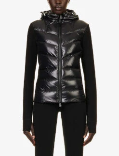 Quilted-panel Brand-appliqué Regular-fit Fleece Cardigan 9 Quilted-panel Brand-appliqué Regular-fit Fleece Cardigan -Whistlkes Style R04185588 BLACK ALT02