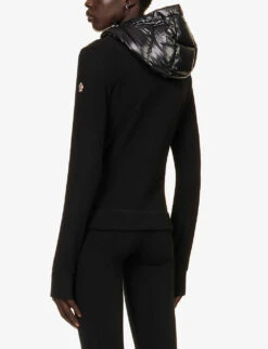 Quilted-panel Brand-appliqué Regular-fit Fleece Cardigan 10 Quilted-panel Brand-appliqué Regular-fit Fleece Cardigan -Whistlkes Style R04185588 BLACK ALT03