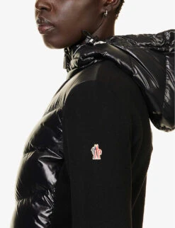 Quilted-panel Brand-appliqué Regular-fit Fleece Cardigan 11 Quilted-panel Brand-appliqué Regular-fit Fleece Cardigan -Whistlkes Style R04185588 BLACK ALT04