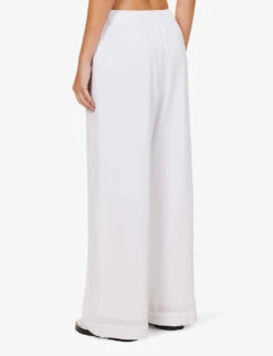 Seafolly Wide-leg Mid-rise Cotton Trousers -Whistlkes Style R04185693 WHITE ALT03