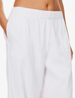 Seafolly Wide-leg Mid-rise Cotton Trousers -Whistlkes Style R04185693 WHITE ALT04