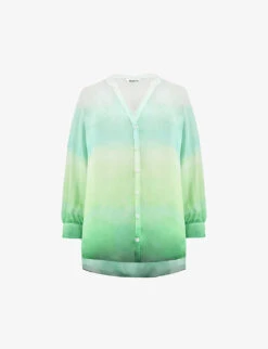 V-neck Gradient-pattern Woven Shirt