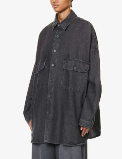 Dallas Oversized Faded-wash Denim Shirt -Whistlkes Style R04186445 DARKGREY ALT02