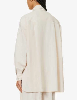 Georgia Oversized Striped Shirt -Whistlkes Style R04186465 BEIGEPINSTRIPE ALT03