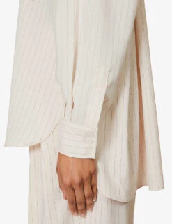 Georgia Oversized Striped Shirt -Whistlkes Style R04186465 BEIGEPINSTRIPE ALT04