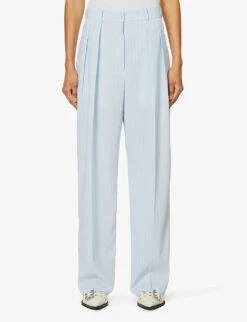 Tansy Wide-leg High-rise Pleated Trousers -Whistlkes Style R04186467 BLUEPINSTRIPE ALT02