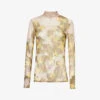 Dries Van Noten Floral-print Semi-sheer Mesh Top