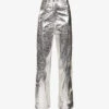 Lupe Metallic High-rise Straight-leg Faux-leather Trousers