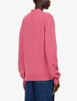 Comme Des Garçons Play Heart-embroidered Regular-fit Wool Cardigan -Whistlkes Style R04186987 PINK ALT03