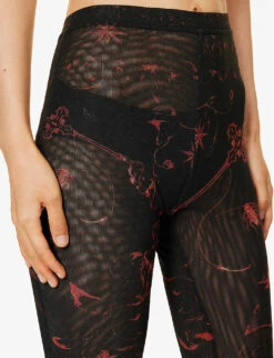 Graphic-print Flared-leg Mid-rise Stretch-recycled Polyester Trousers -Whistlkes Style R04187991 SKRIBBLRED ALT04