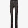 Graphic-print Flared-leg Mid-rise Stretch-recycled Polyester Trousers