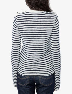 Zadig & Voltaire Jade Striped Cashmere And Wool-blend Jumper -Whistlkes Style R04188617 SUGAR ALT03