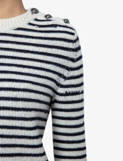 Zadig & Voltaire Jade Striped Cashmere And Wool-blend Jumper -Whistlkes Style R04188617 SUGAR ALT04