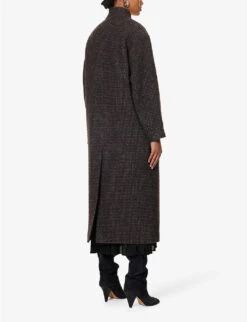 Isabel Marant Etoile Sabine Brushed-texture Wool Coat -Whistlkes Style R04188805 BROWN ALT03