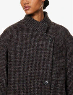 Isabel Marant Etoile Sabine Brushed-texture Wool Coat -Whistlkes Style R04188805 BROWN ALT04