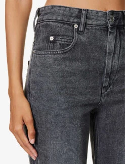 Isabel Marant Etoile Belvira Faded-wash Flared-leg High-rise Woven Jeans 12 Isabel Marant Etoile Belvira Faded-wash Flared-leg High-rise Woven Jeans -Whistlkes Style R04188810 GREY ALT04