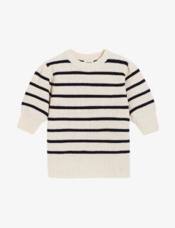 CLAUDIE PIERLOT Manouk Stripe-pattern Short-sleeve Wool-blend Jumper