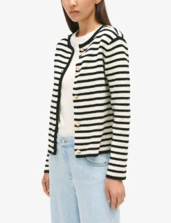 CLAUDIE PIERLOT Milou Two-tone Stripe Wool-blend Cardigan -Whistlkes Style R04189943 DIVERS ALT02