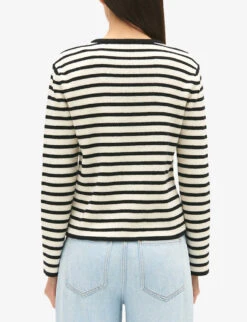 CLAUDIE PIERLOT Milou Two-tone Stripe Wool-blend Cardigan -Whistlkes Style R04189943 DIVERS ALT03