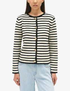 CLAUDIE PIERLOT Milou Two-tone Stripe Wool-blend Cardigan -Whistlkes Style R04189943 DIVERS ALT04