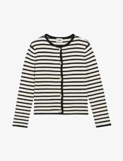 CLAUDIE PIERLOT Milou Two-tone Stripe Wool-blend Cardigan