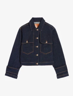 CLAUDIE PIERLOT Villy Straight-fit Cropped-length Stretch-denim Jacket