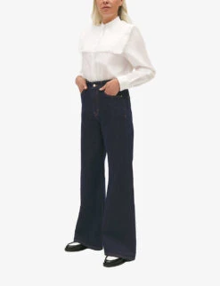 CLAUDIE PIERLOT Pandore High-rise Wide-leg Stretch-denim Jeans -Whistlkes Style R04189956 DENIMJEAN ALT02