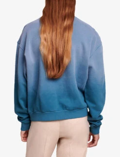 Maje Tonix Gradient Jewel-embellished Cotton-jersey Sweatshirt -Whistlkes Style R04190011 BLEUS ALT03