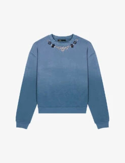 Maje Tonix Gradient Jewel-embellished Cotton-jersey Sweatshirt