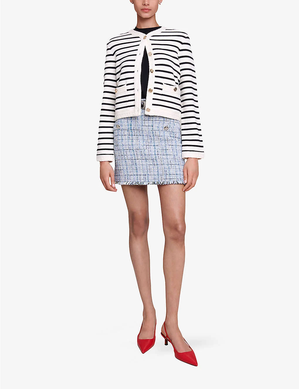 Maje Maracasse Striped Stretch-knit Cardigan 4 Maje Maracasse Striped Stretch-knit Cardigan - Image 2