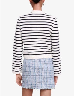 Maje Maracasse Striped Stretch-knit Cardigan 10 Maje Maracasse Striped Stretch-knit Cardigan -Whistlkes Style R04190017 BLEUS ALT03