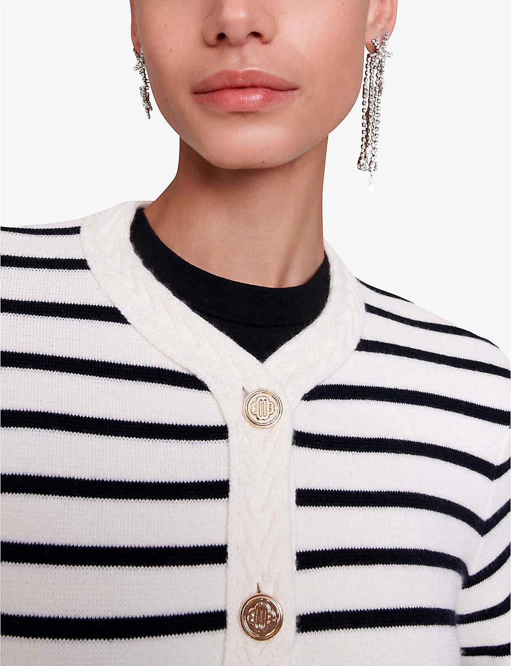 Maje Maracasse Striped Stretch-knit Cardigan 7 Maje Maracasse Striped Stretch-knit Cardigan - Image 5